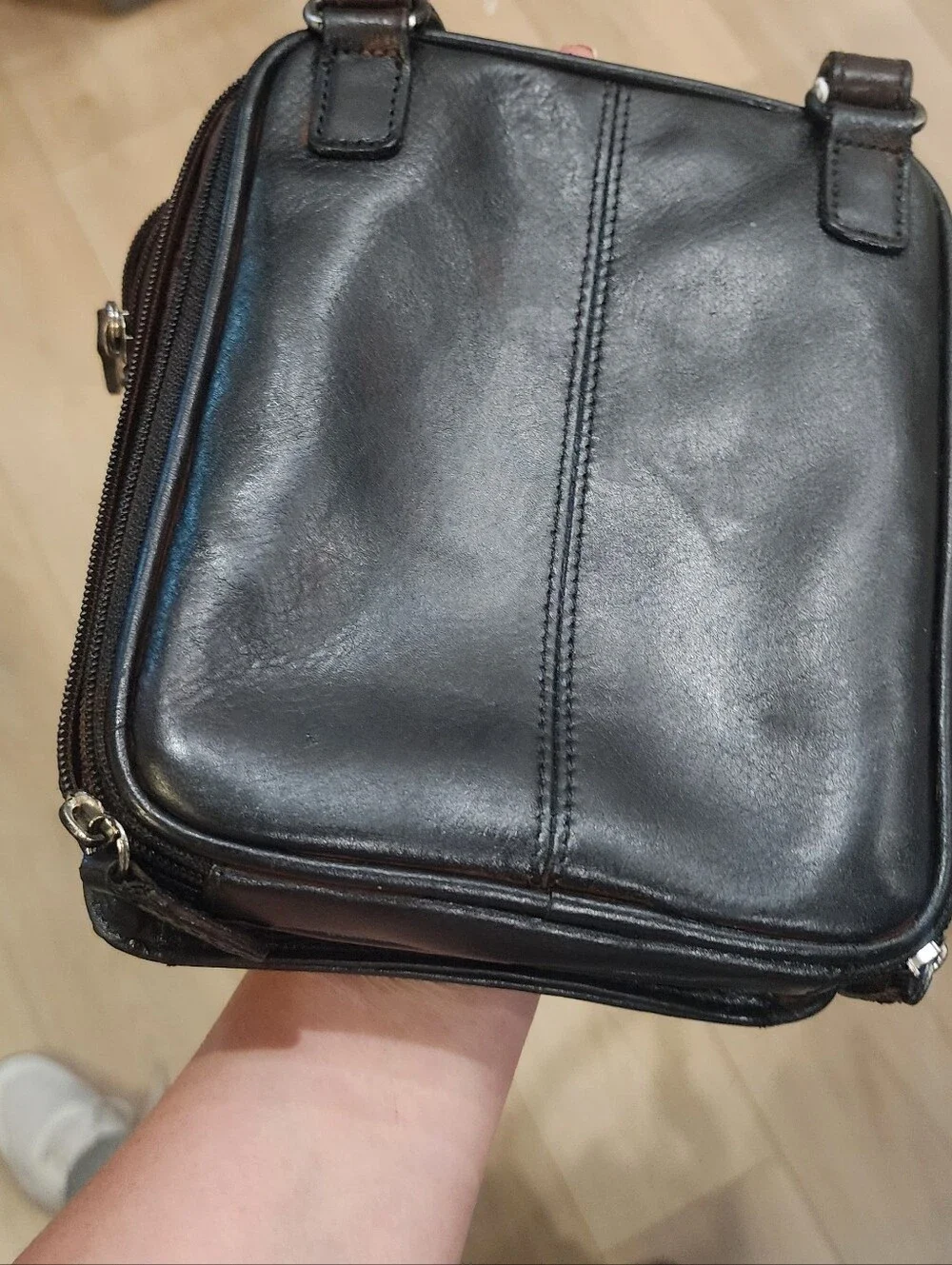 Fossil Black Leather Men's Crossbody Bag